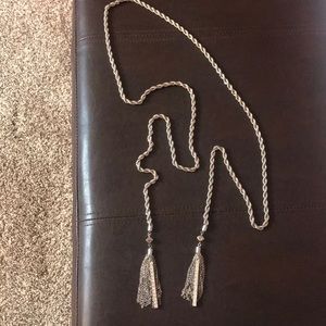 Long silver tassel necklace